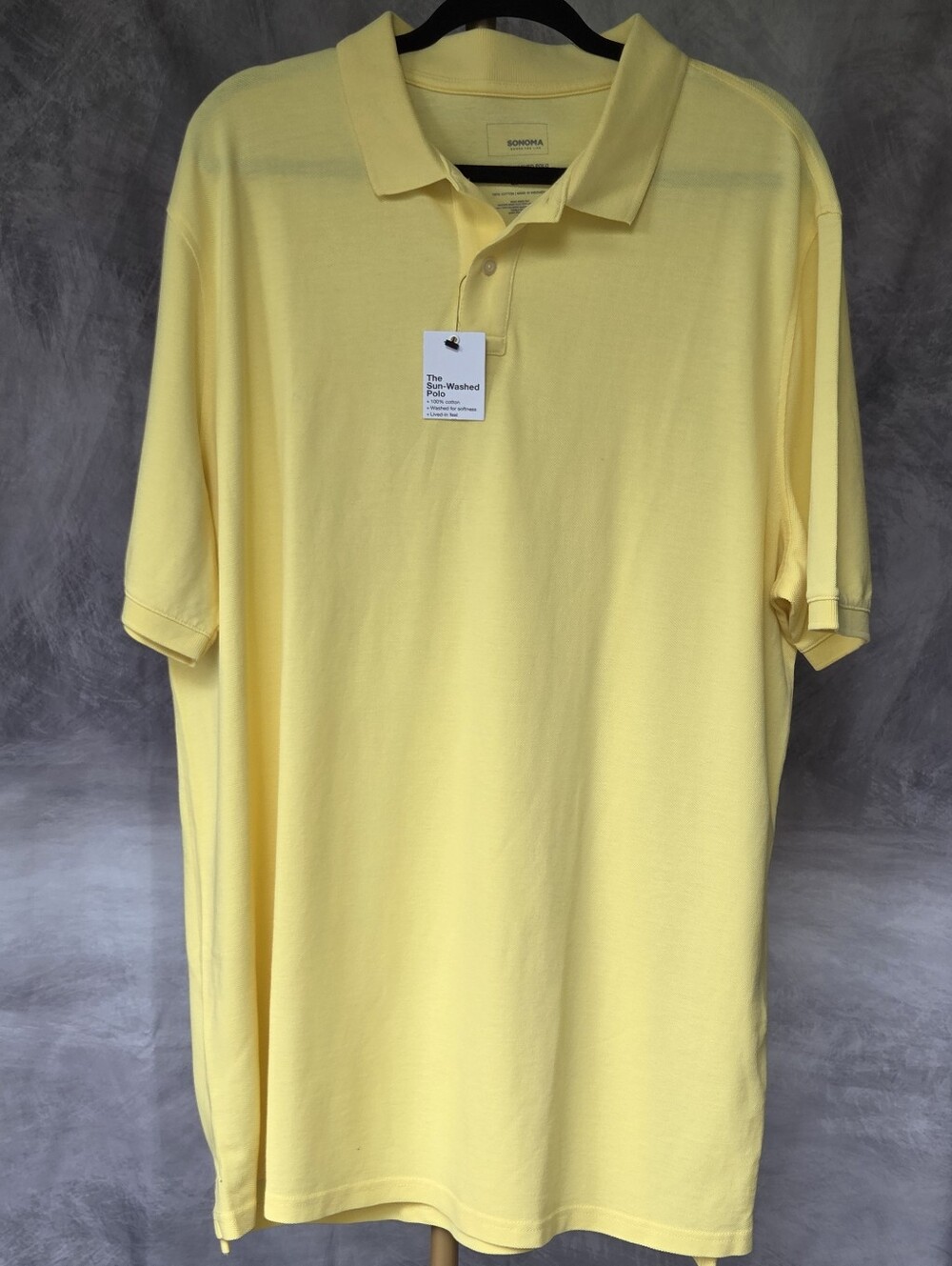 Men's SONOMA Yellow Short Sleeve Sun Washed Polo Shirt Size 2XB - NWT